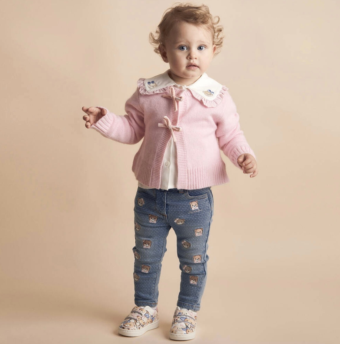 Monnalisa blue denim teddy bear jeans