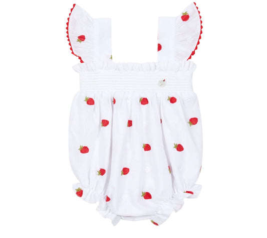 Deolinda strawberry embroidered romper
