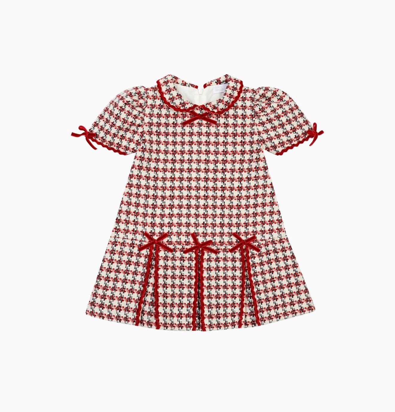 PRE ORDER - Chic by Deolinda red tweed check pleated dress