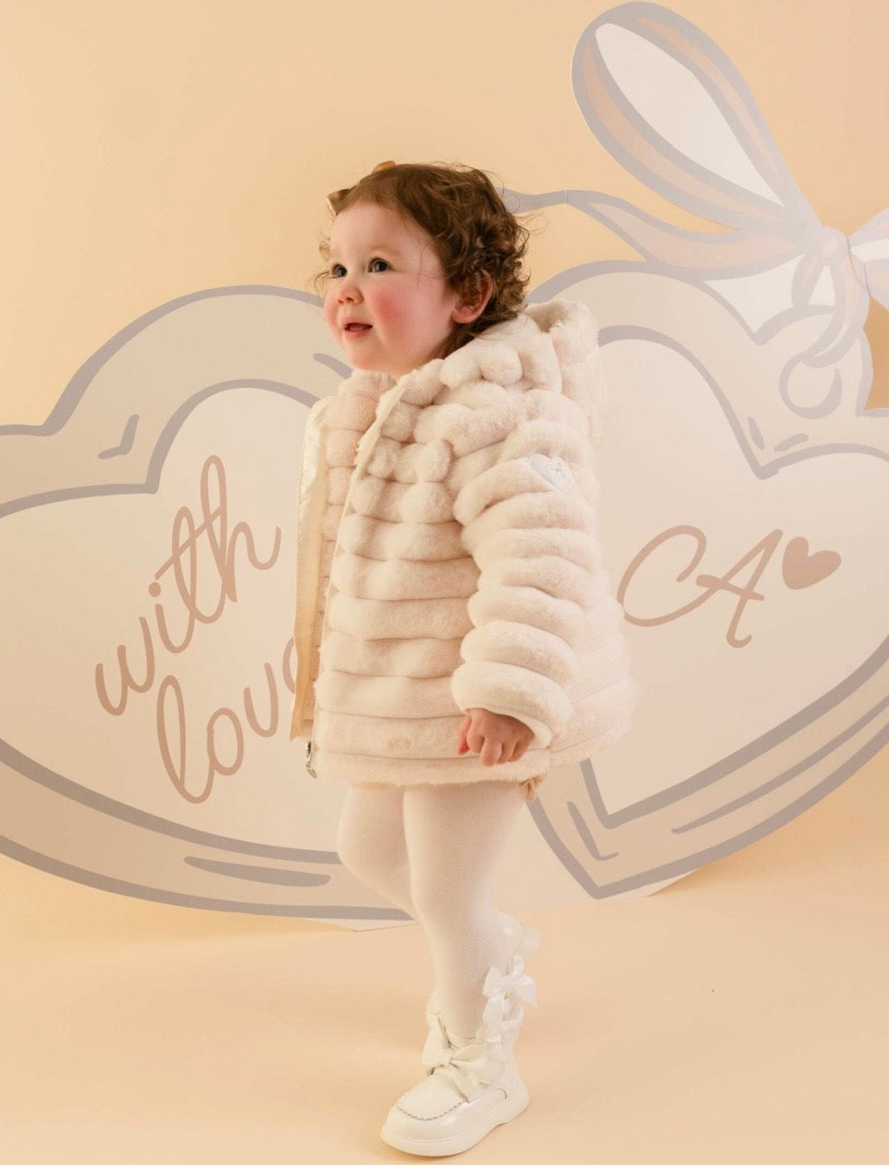 PRE ORDER - Little A Dixie ivory fur jacket