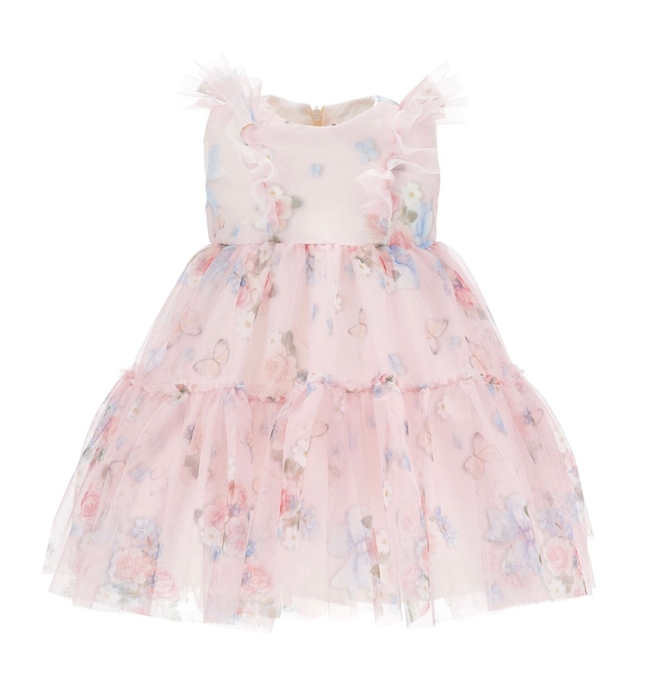 PRE ORDER - monnalisa pink floral tulle dress