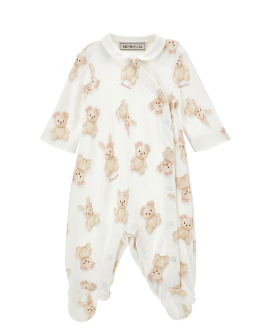 PRE ORDER - Monnalisa girls pink teddy printed babygrow