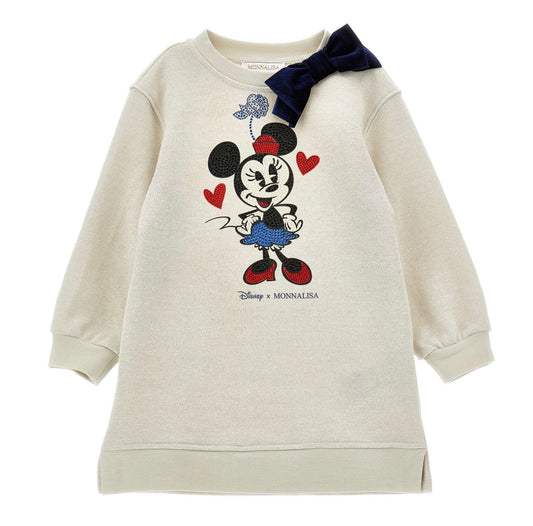 PRE ORDER - Monnalisa beige Minnie Mouse jumper dress