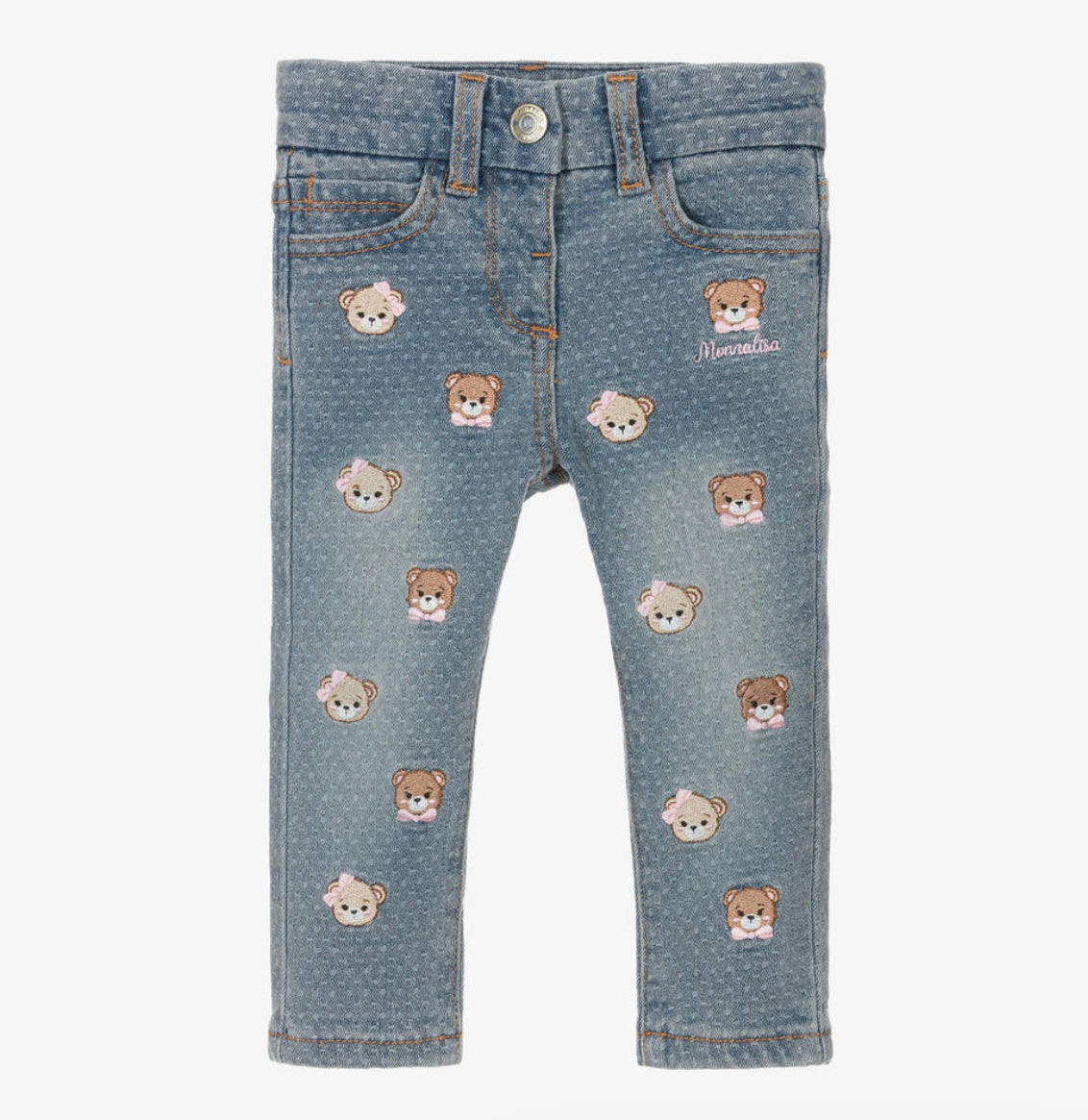 Monnalisa blue denim teddy bear jeans