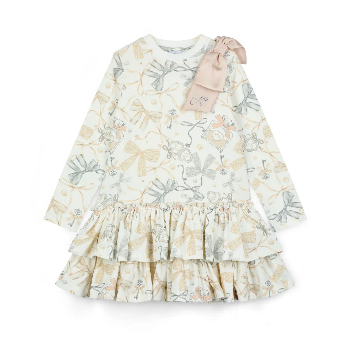 Adee white printed Bailey bow dress