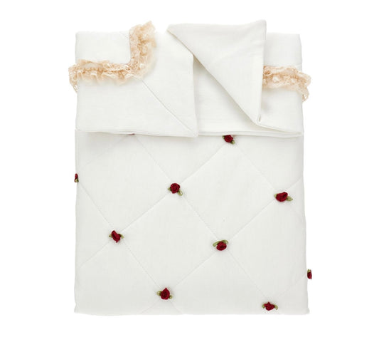 PRE ORDER - Monnalisa white & red rosebud blanket