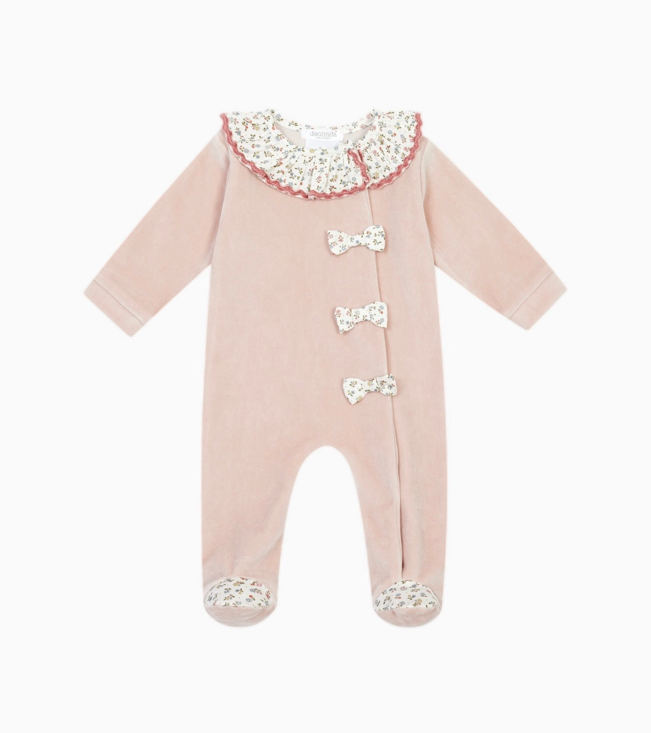 PRE ORDER - Deolinda pink floral bow babygrow