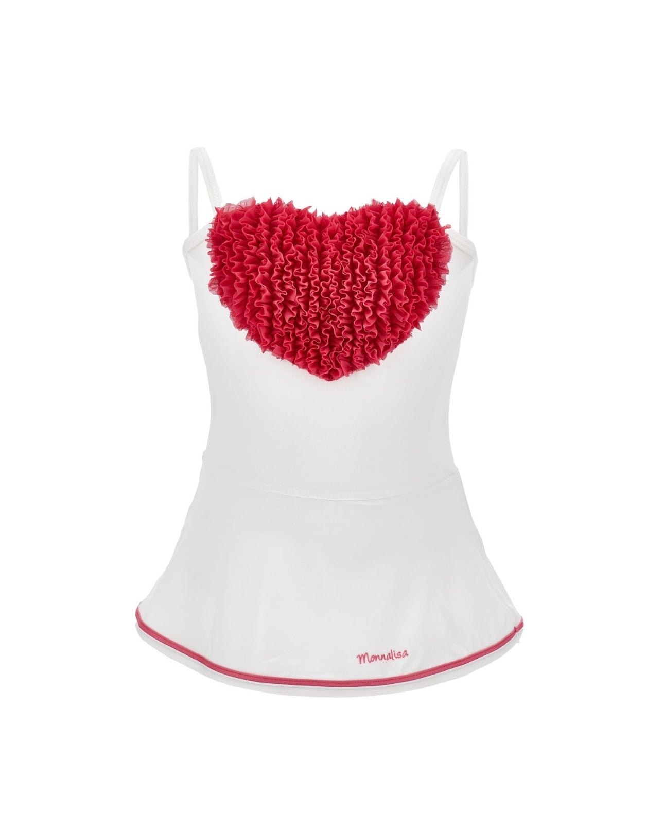 PRE ORDER - Monnalisa pink & white love heart skirted swimsuit