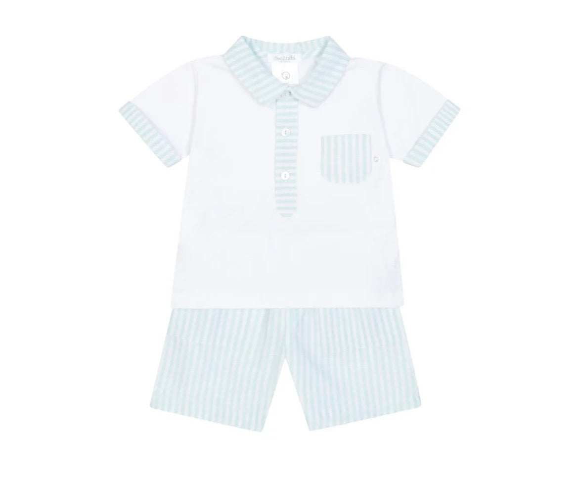Deolinda mint green striped short set