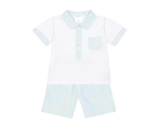 Deolinda mint green striped short set