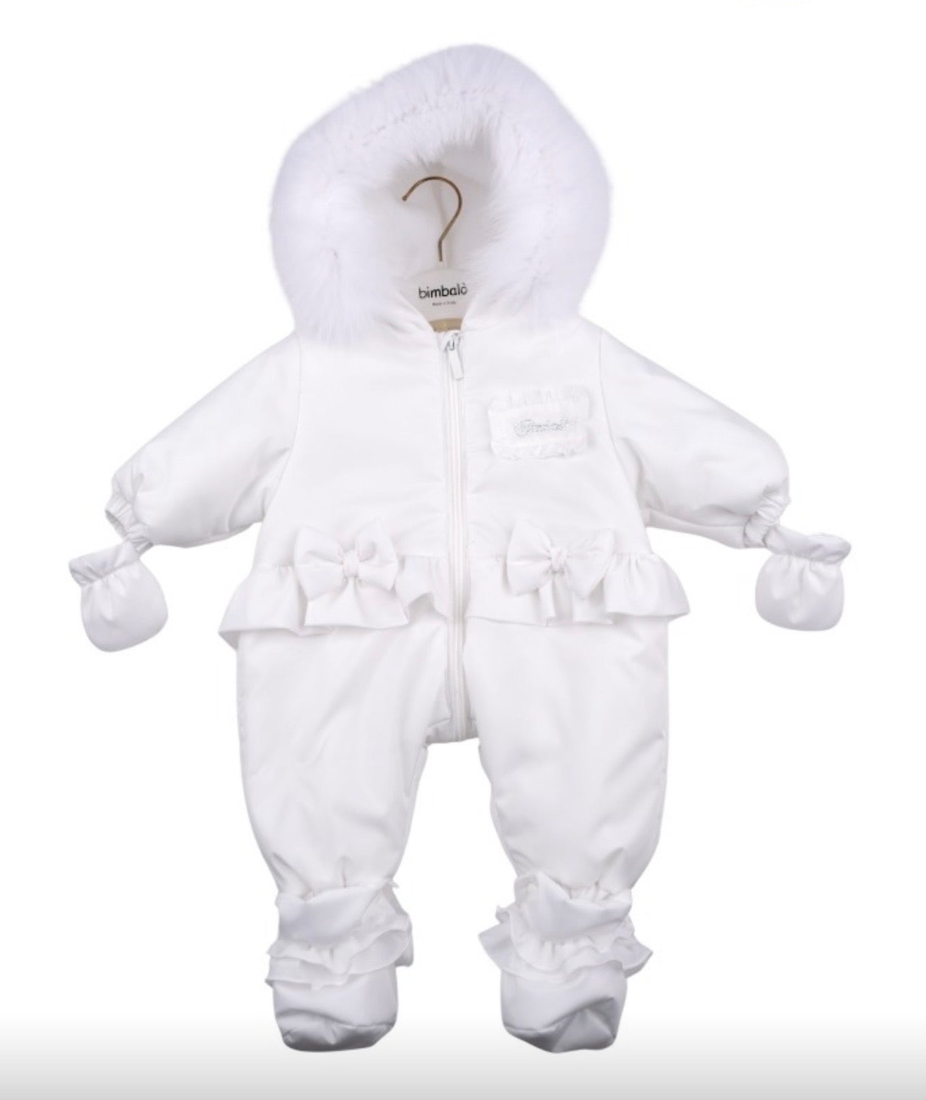 PRE ORDER - Bimbalo white bow snowsuit