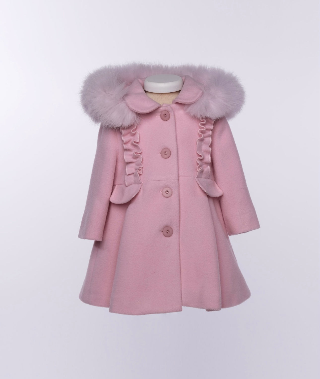 Bimbalo pink wool fur hood coat