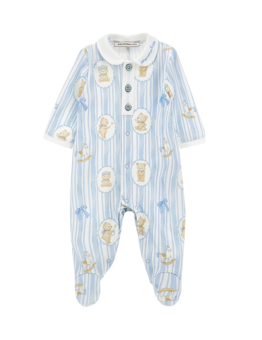 PRE ORDER - monnalisa boys Teddy printed babygrow