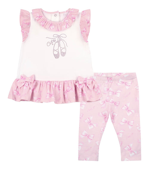 Little A bow print legging set