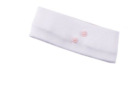 Bimbalo white & pink knit pearly headband
