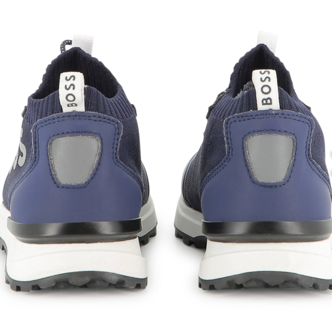Boss Navy blue logo pull-on mesh trainers