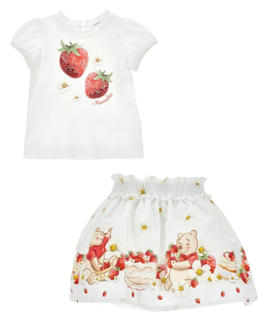 PRE ORDER - monnalisa Winnie the Pooh strawberries skirt set