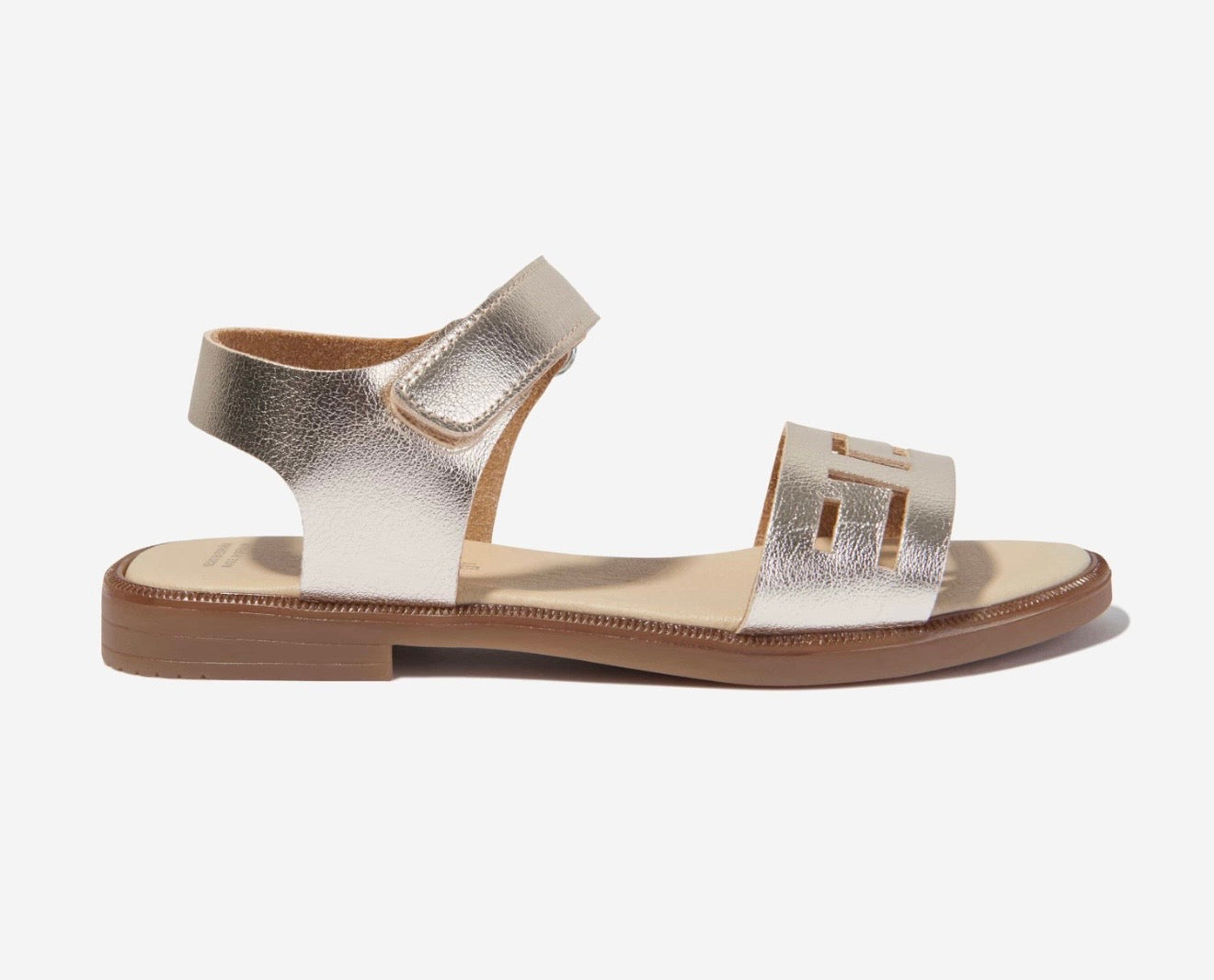 Andanines gold leather cut out sandal