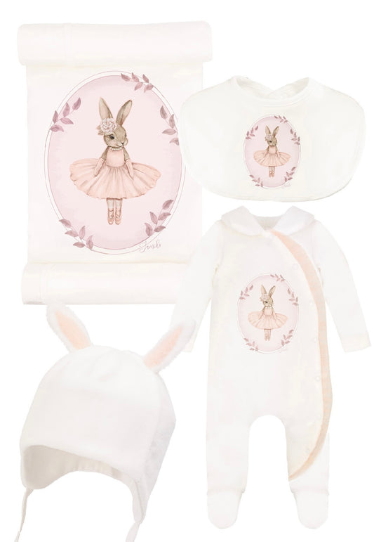 Jamiks baby girls ‘Eugenie’ 4 piece babygrow set