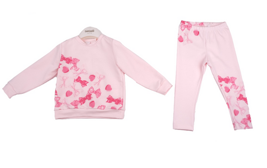 PRE ORDER - Bimbalo pink bow cotton legging set