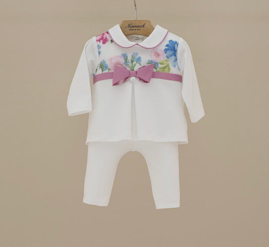 Ninnoah pink & blue roses legging set