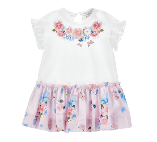 PRE ORDER - monnalisa pink & blue floral T-shirt dress