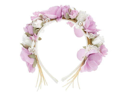 PRE ORDER - monnalisa purple & white floral flower headband
