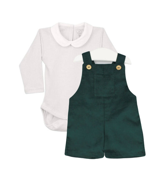 Rapife dark green dungaree & body set