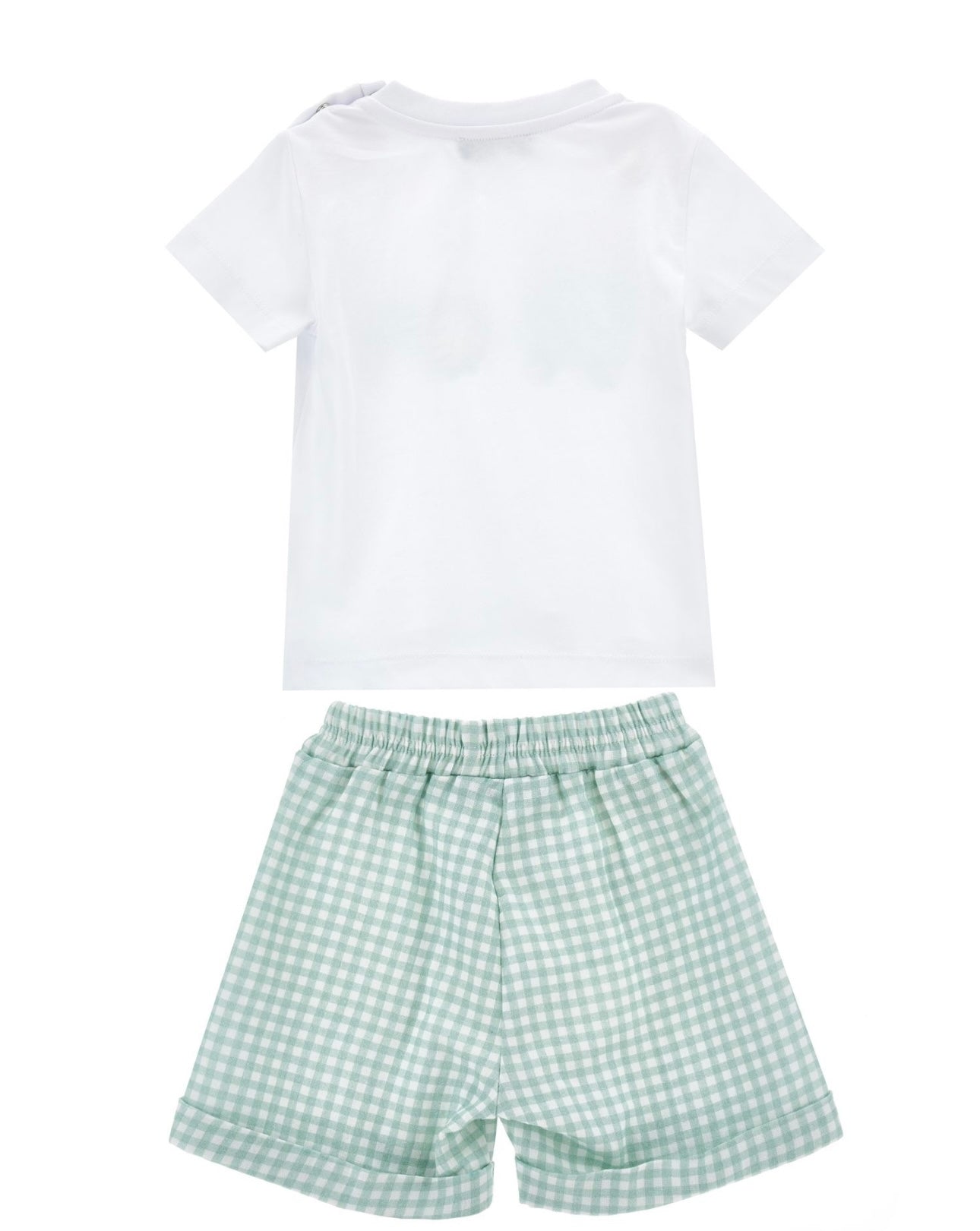 Monnalisa mint green check farm T-shirt & short set