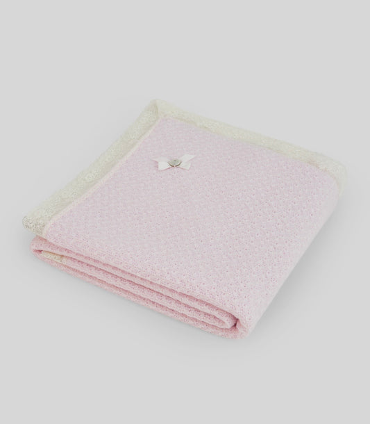 Paz Rodriguez light pink knitted lace blanket