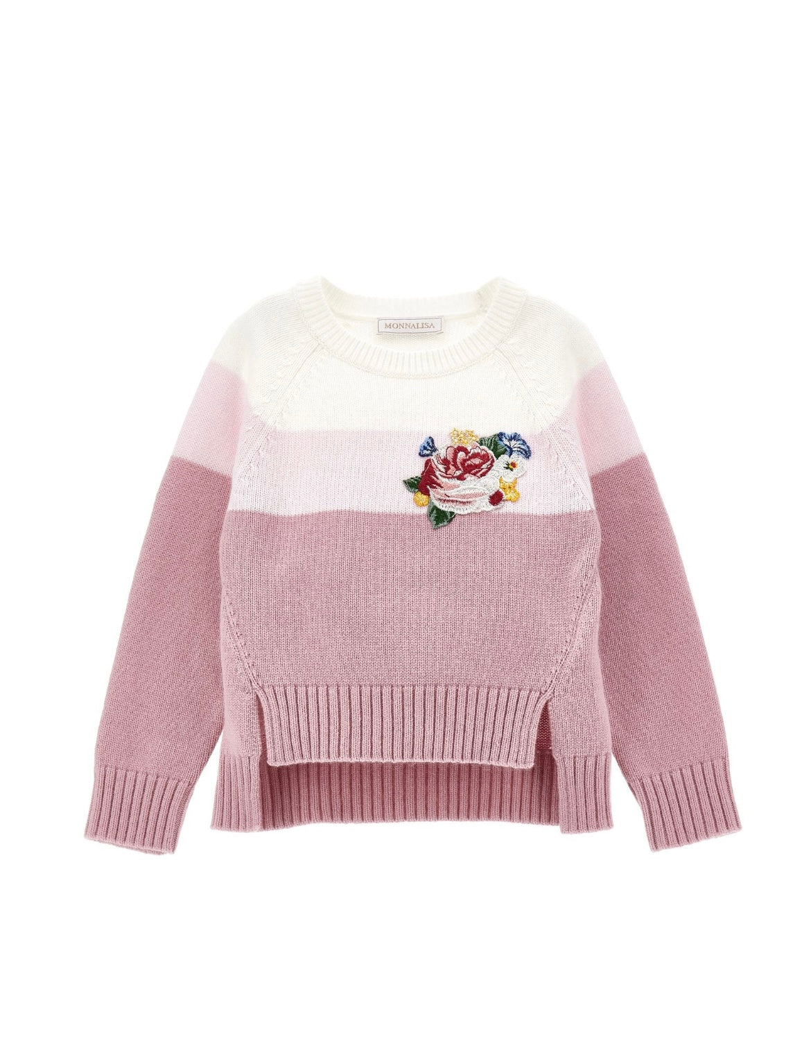 Monnalisa pink & white rose jumper