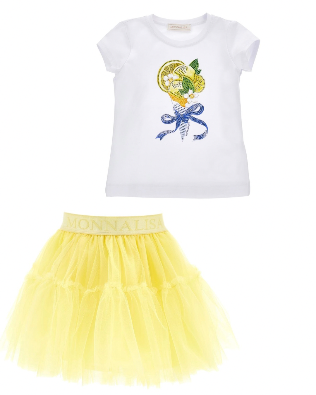 Monnalisa yellow tulle lemons skirt set