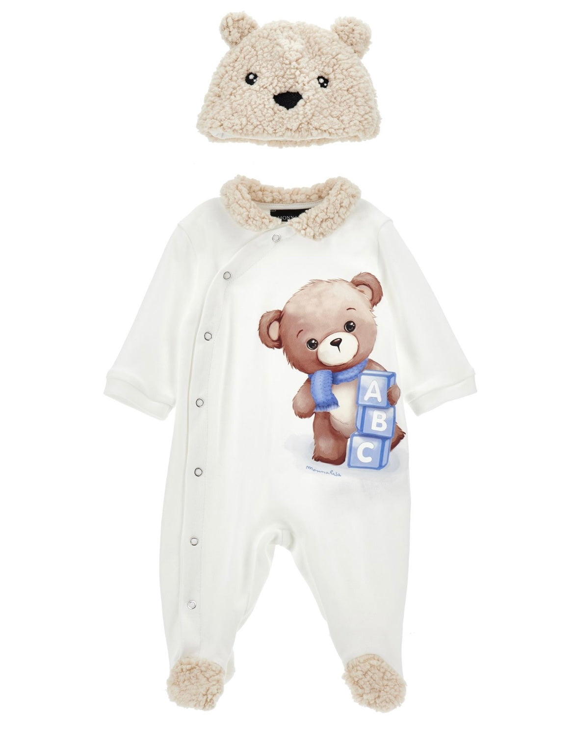 monnalisa teddy babygrow 2 piece set