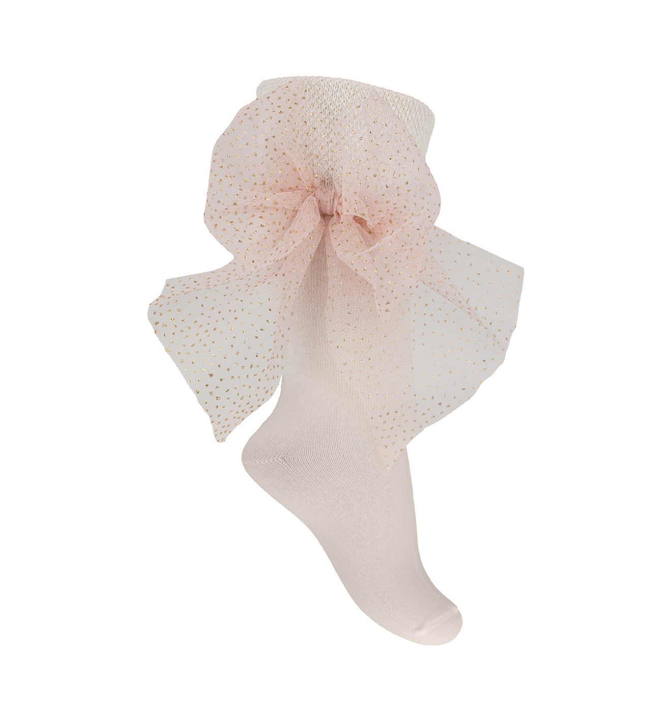 PRE ORDER - Daga ‘Blush sparkle’ tulle bow socks