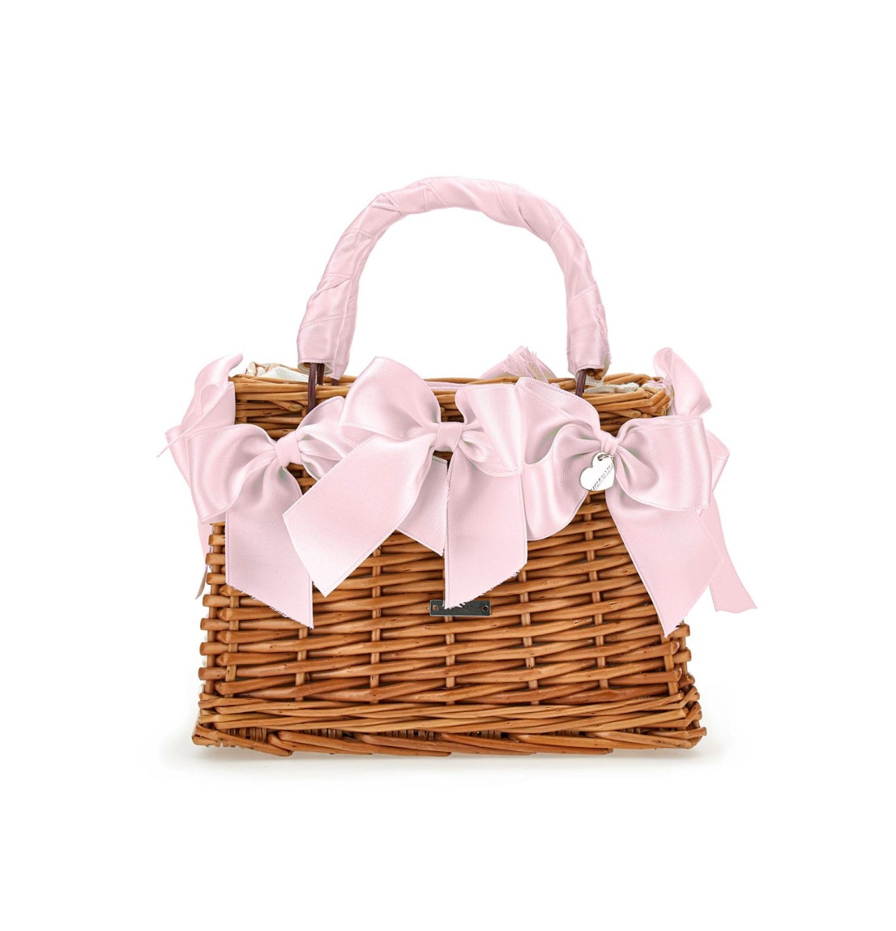 PRE ORDER - pink woven satin bow bag