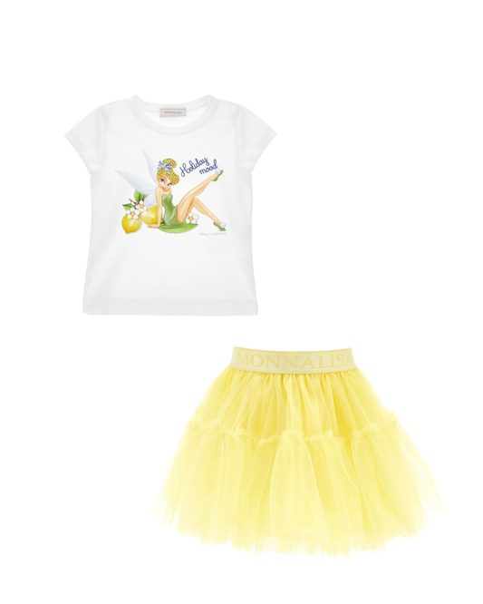PRE ORDER- monnalisa tinkerbell yellow tulle skirt set
