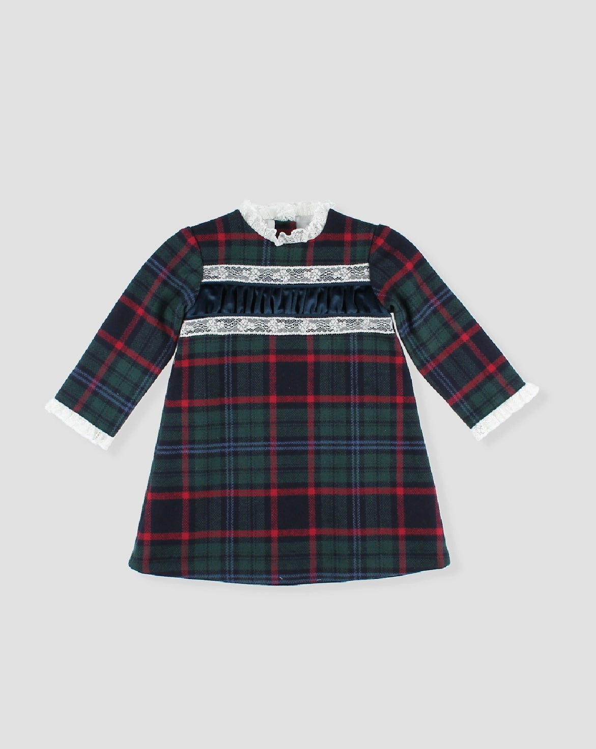 Foque girls navy blue tartan dress