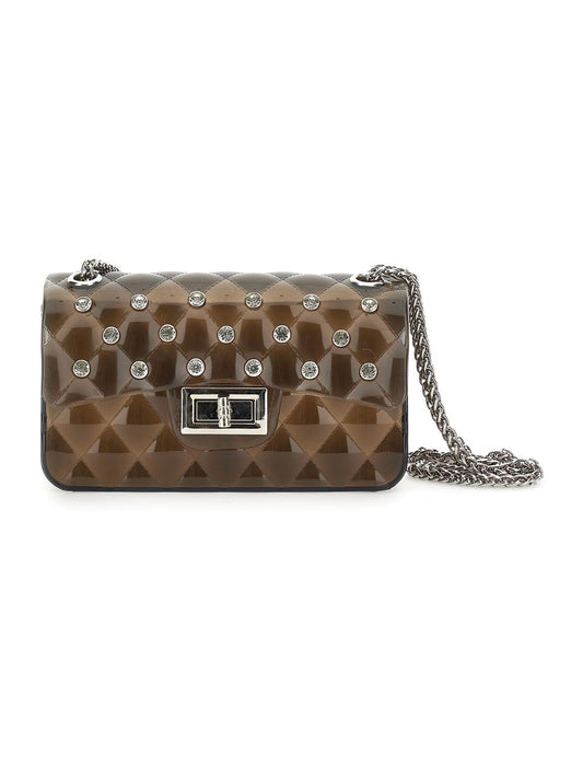 Monnalisa crystal embellished cross body bag - brown