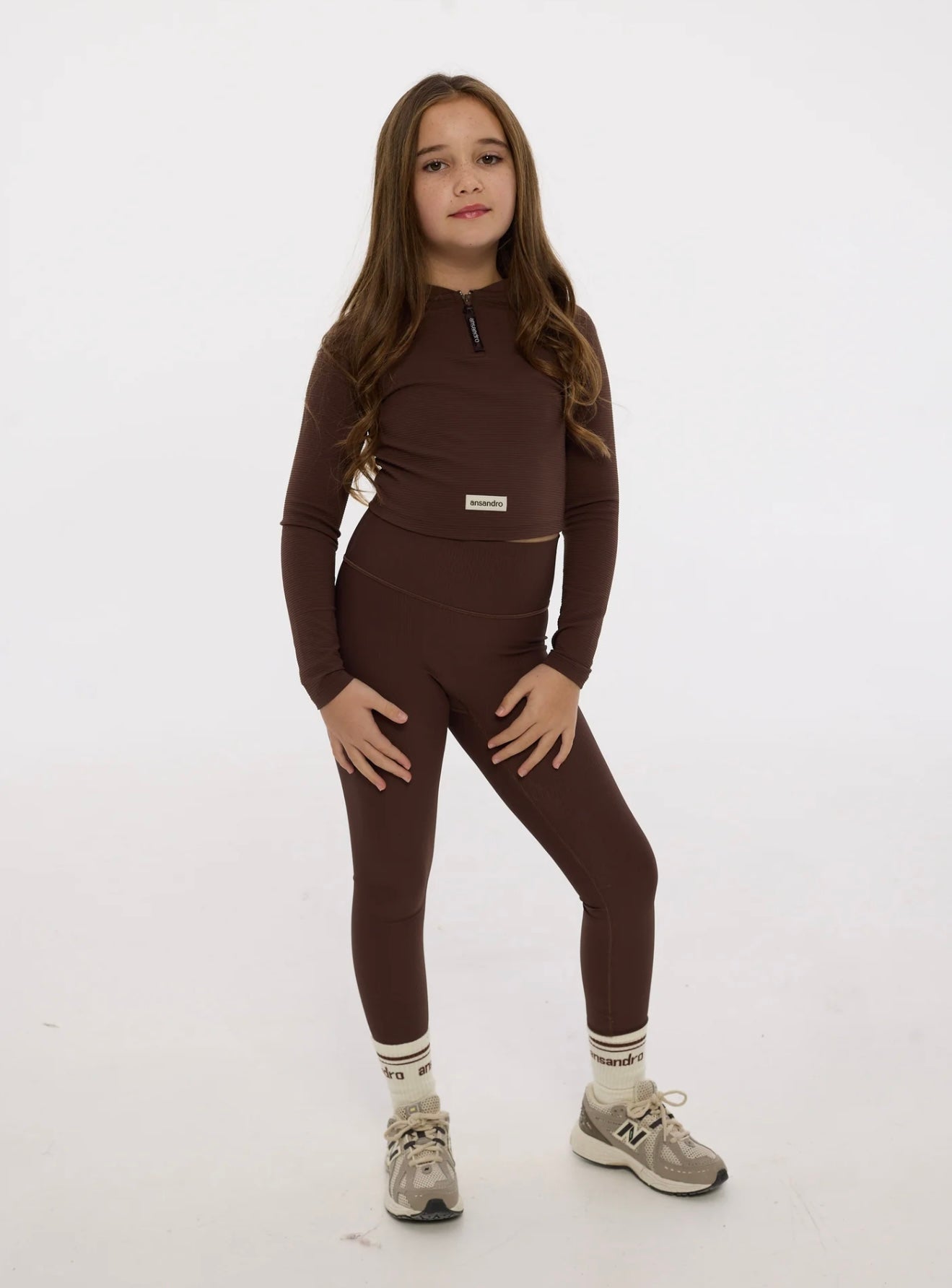 Ansandro chocolate ribbed legging set