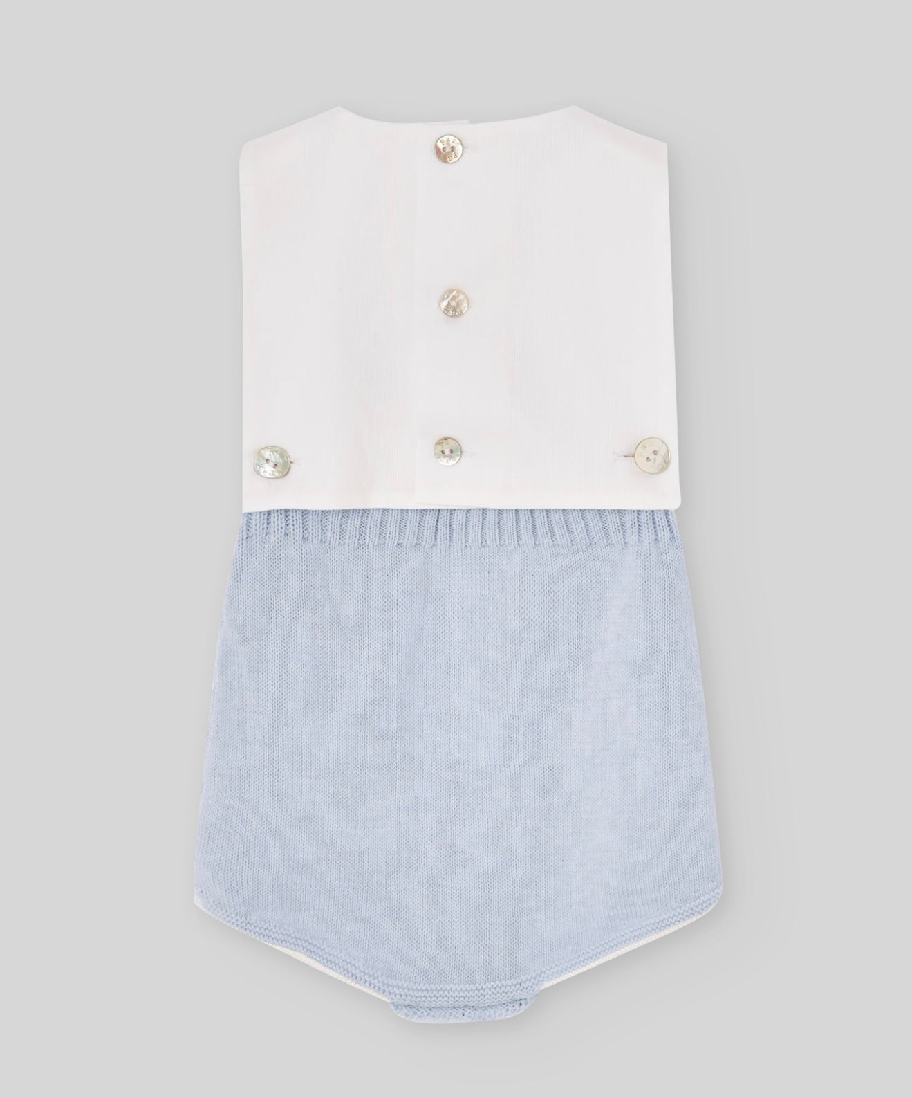 Paz baby blue half knit bibbed romper