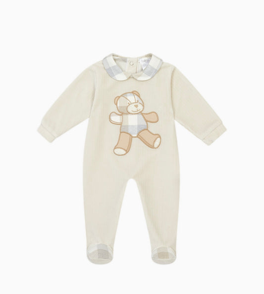 PRE ORDER - Deolinda beige Teddy velour babygrow