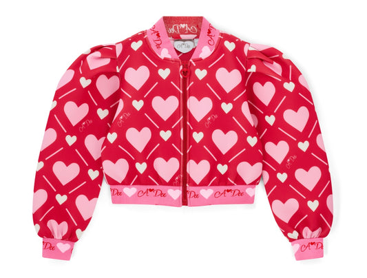 Adee ‘love story’ heart print bomber jacket