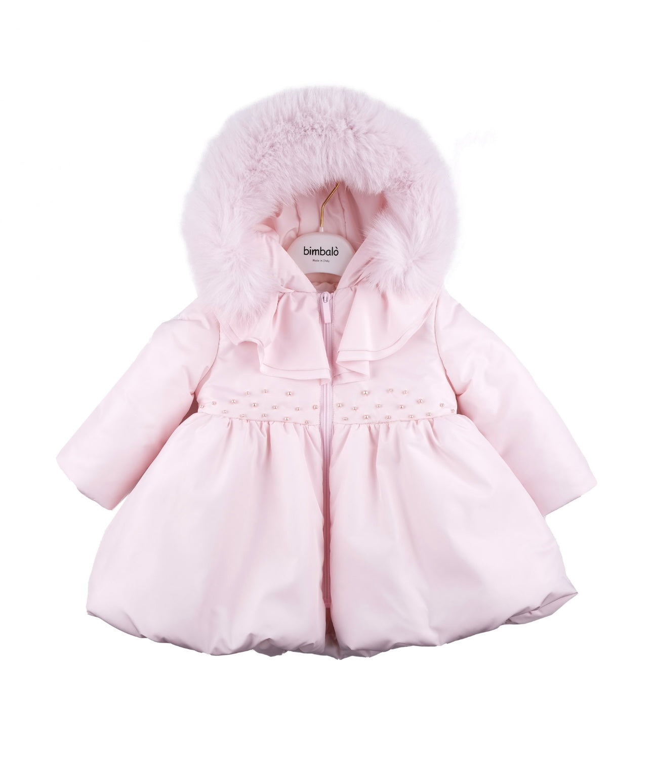 Bimbalo pink fur pearl coat