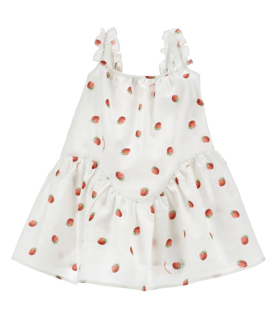 PRE ORDER - monnalisa white strawberry’s cotton sundress