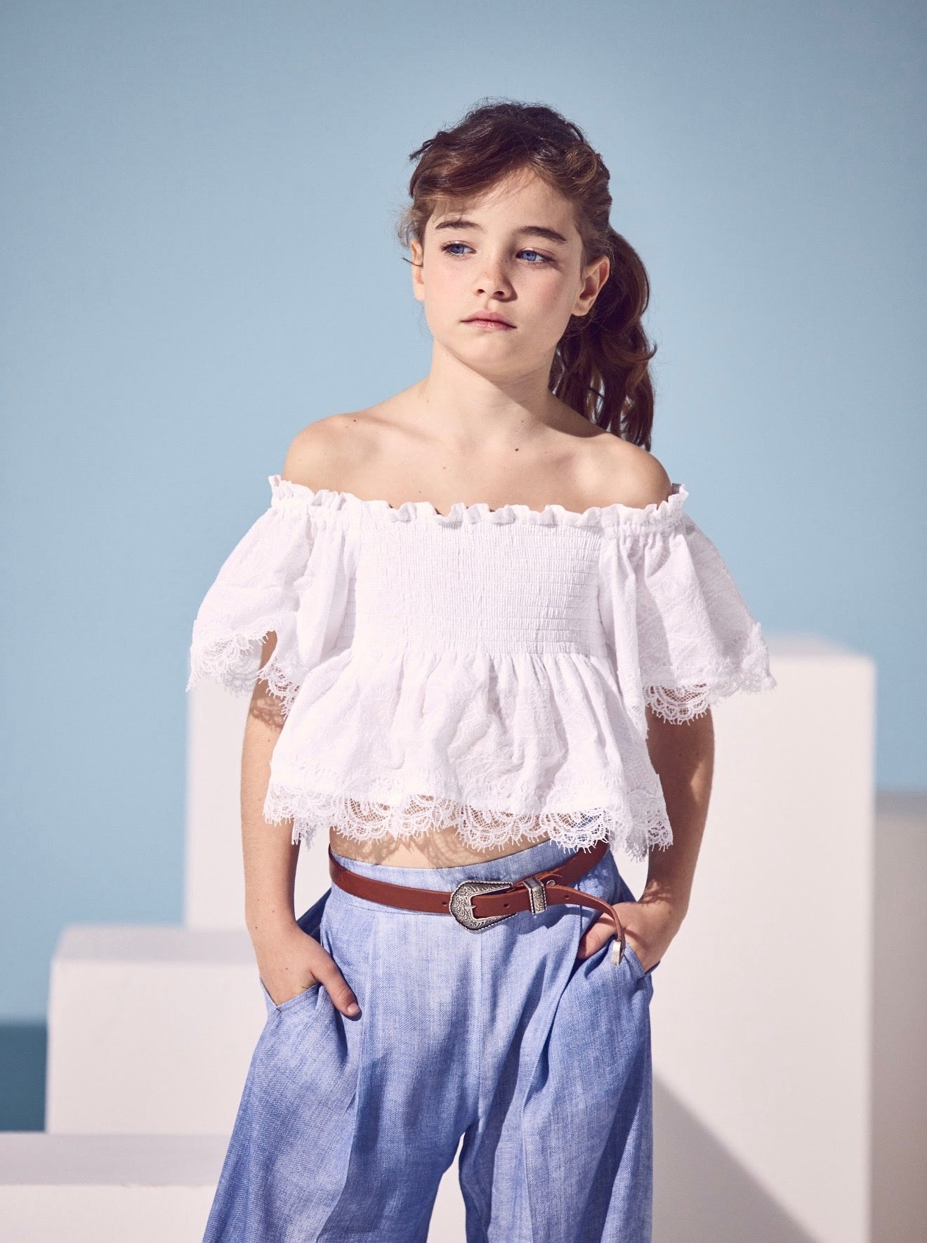 Ermanno Scervino white lace smock top