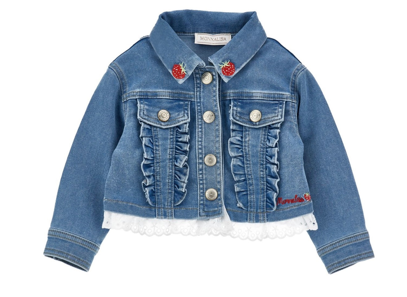 PRE ORDER - monnalisa Winnie the Pooh strawberries denim jacket