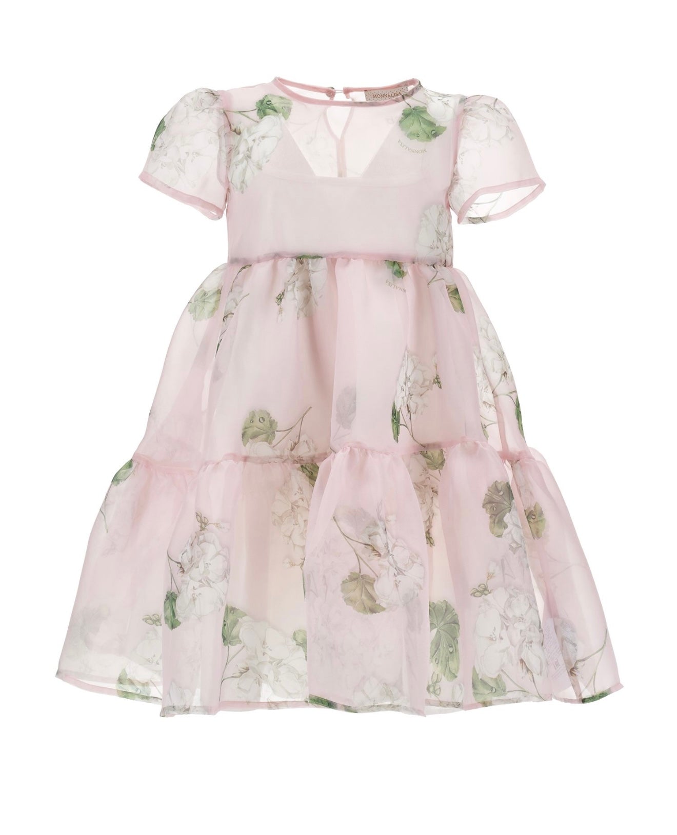PRE ORDER - monnalisa pink & green floral organza dress