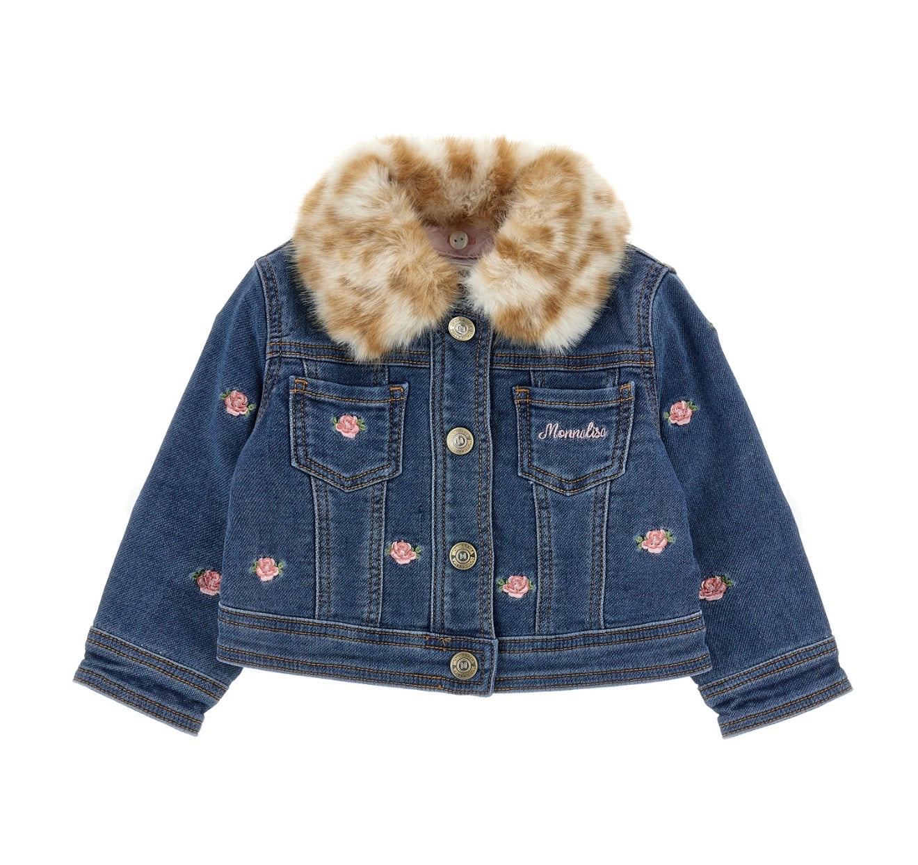 PRE ORDER - monnalisa leopard roses denim jacket