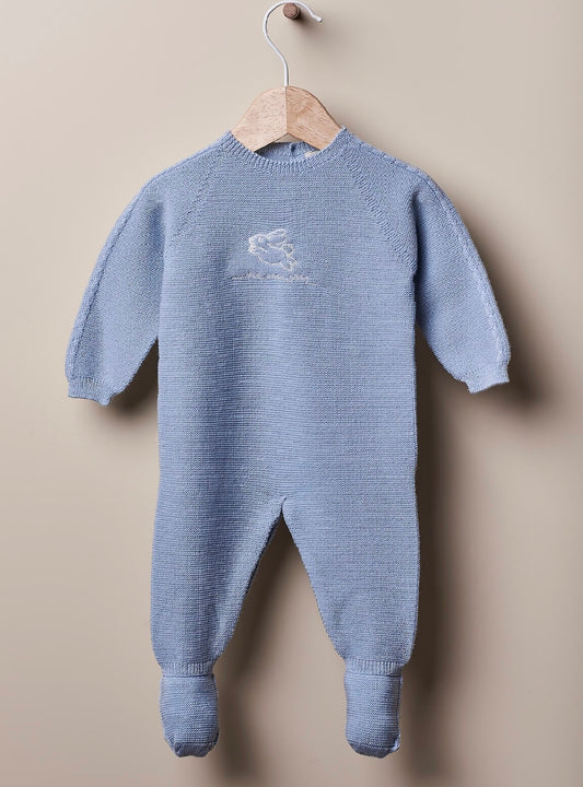 Wedoble blue knit bunny babygrow