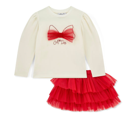 Adee ‘love story’ red tulle skirt set